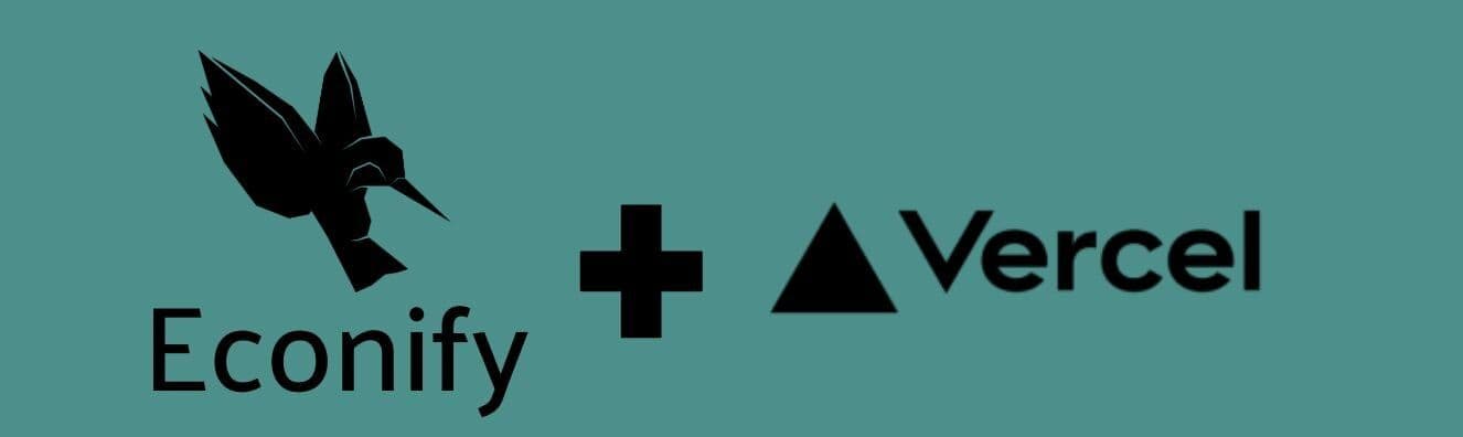 black Econify + Vercel logo on green background