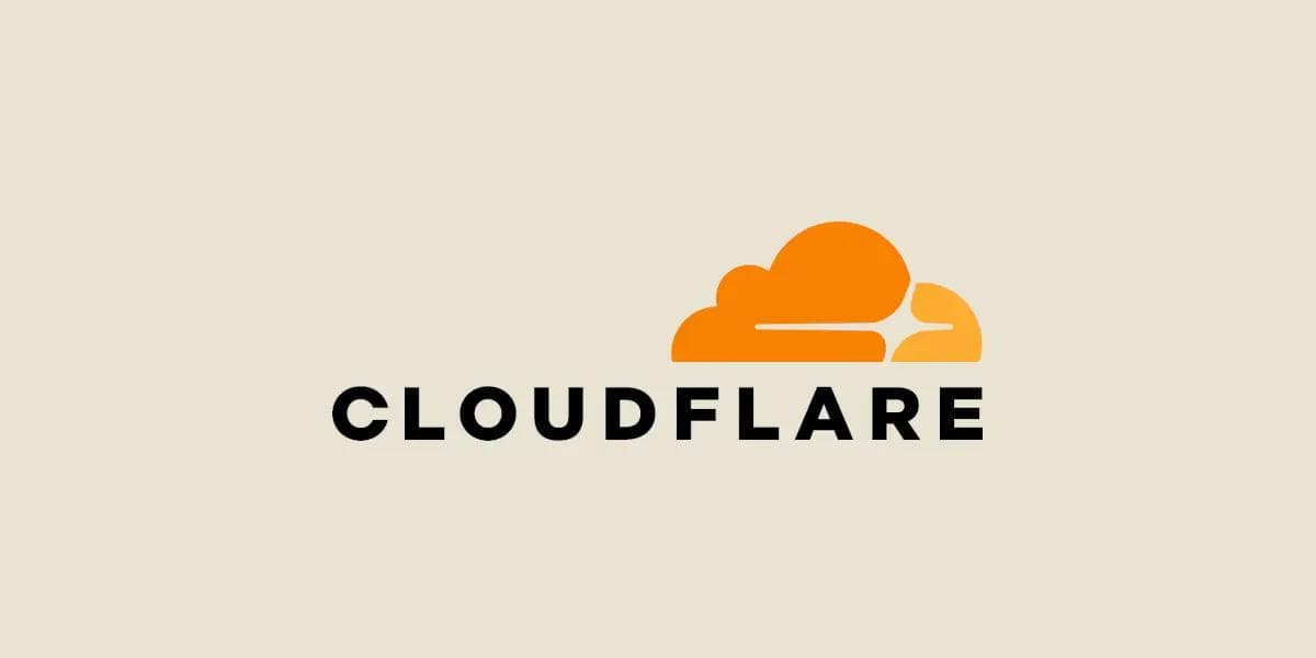 CLOUDFLARE wording in black on neutral background with orange cloud
