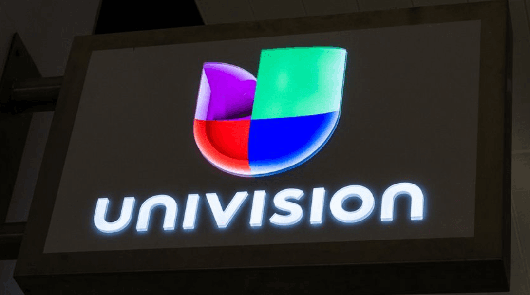 Univision logo on dark screen