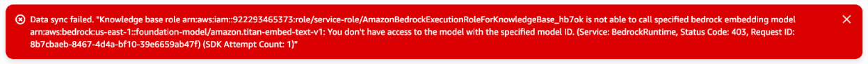 Bedrock error message screenshot