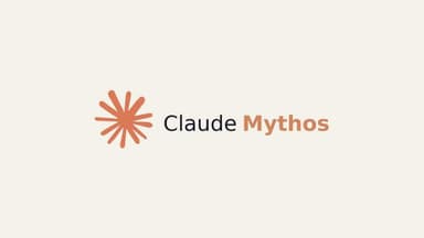 Orange Star burst with Claude Mythos logo in black and orange on cream background