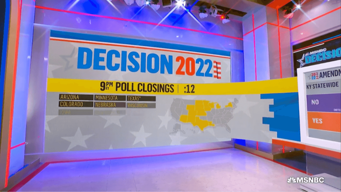 News anchor Steve Kornacki points at a large screen showing Senate runoff results of candidates and percentage reporting. A map of Georgia counties is displayed.
