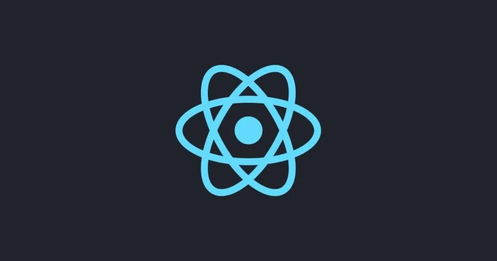 React logo in blue on black background
