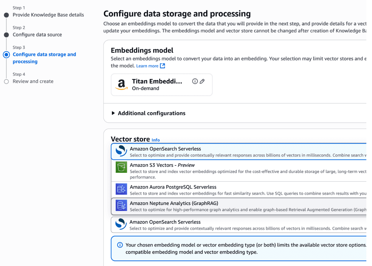 Configure data storage and processing screenshot