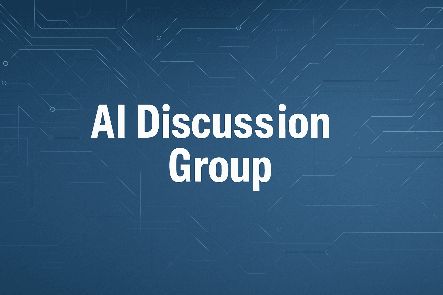 AI Discussion Group written in white on blue tech background