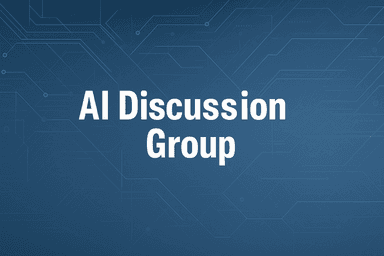 AI Discussion Group written in white on blue tech background