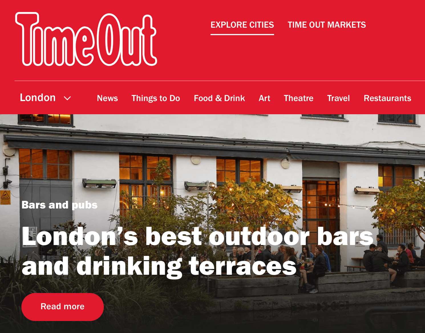 TimeOut website Home Screen